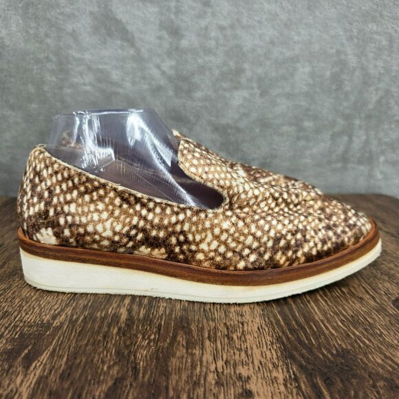 Free People Snake Eye Velvet Loafers 40 9.5 Brown Cream Slip On Comfort Casual - Picture 6 of 13